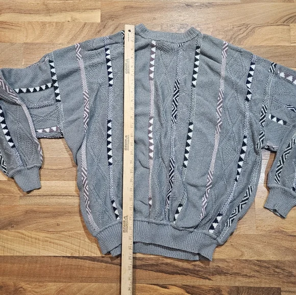 St Croix Knits Gray Sweater Men’s XL Made in USA Textured 3D Cotton - Picture 5 of 6